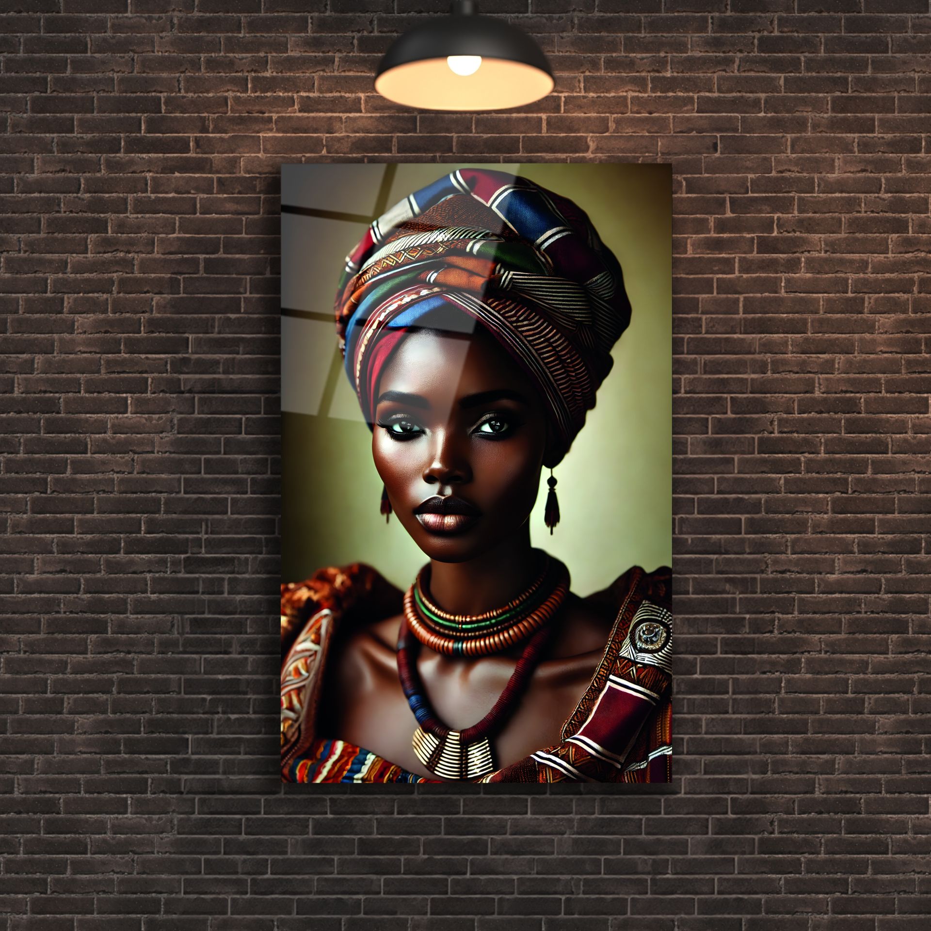 Afrikalı Kabile Kadını Cam Tablo 130x83