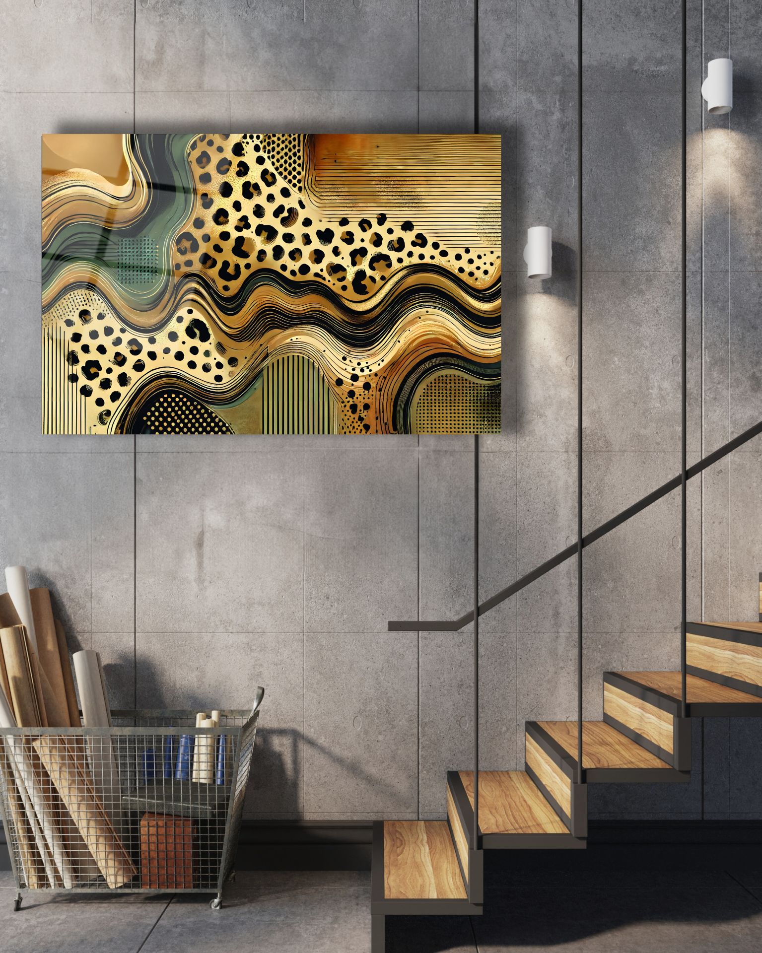 Leopar Desenli Cam Tablo