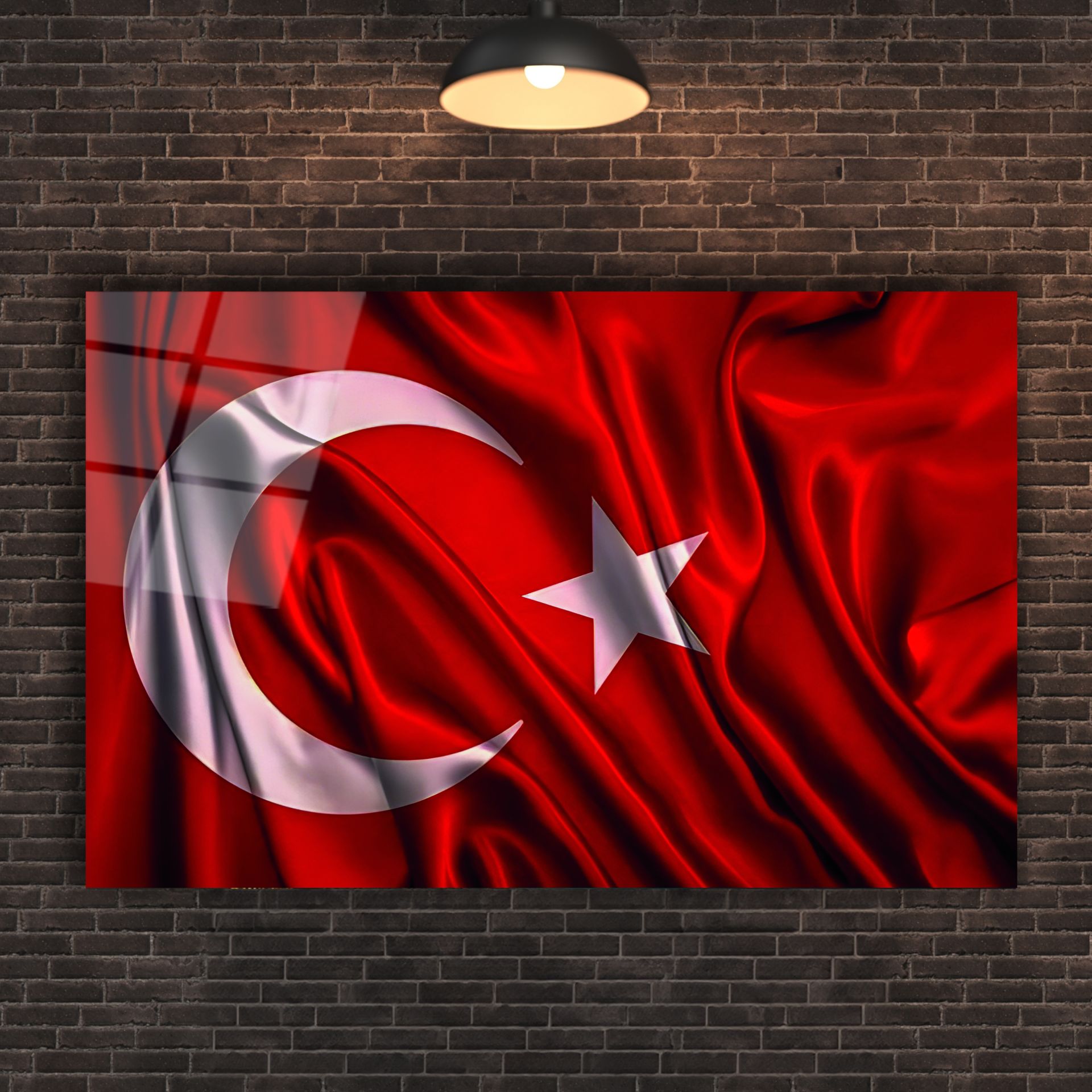 Türk Bayrağı Cam Tablo