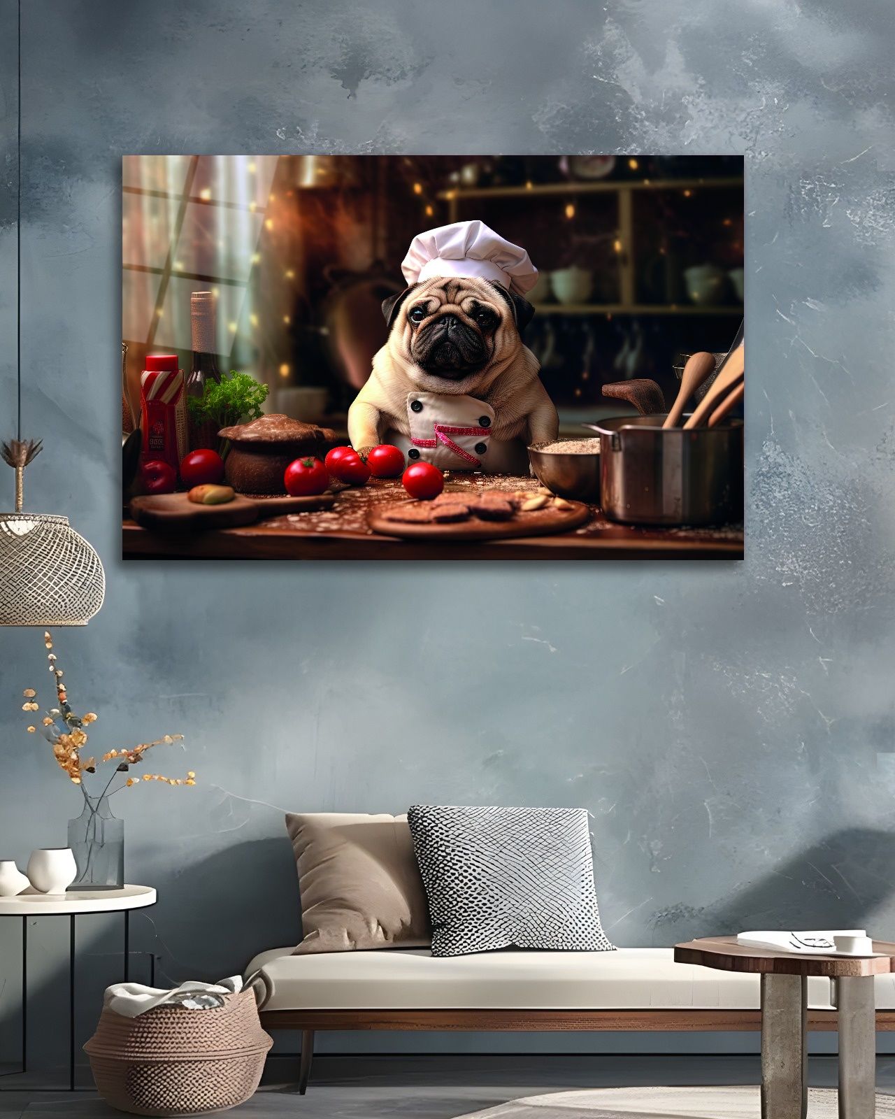Aşçı Köpek Cam Tablo