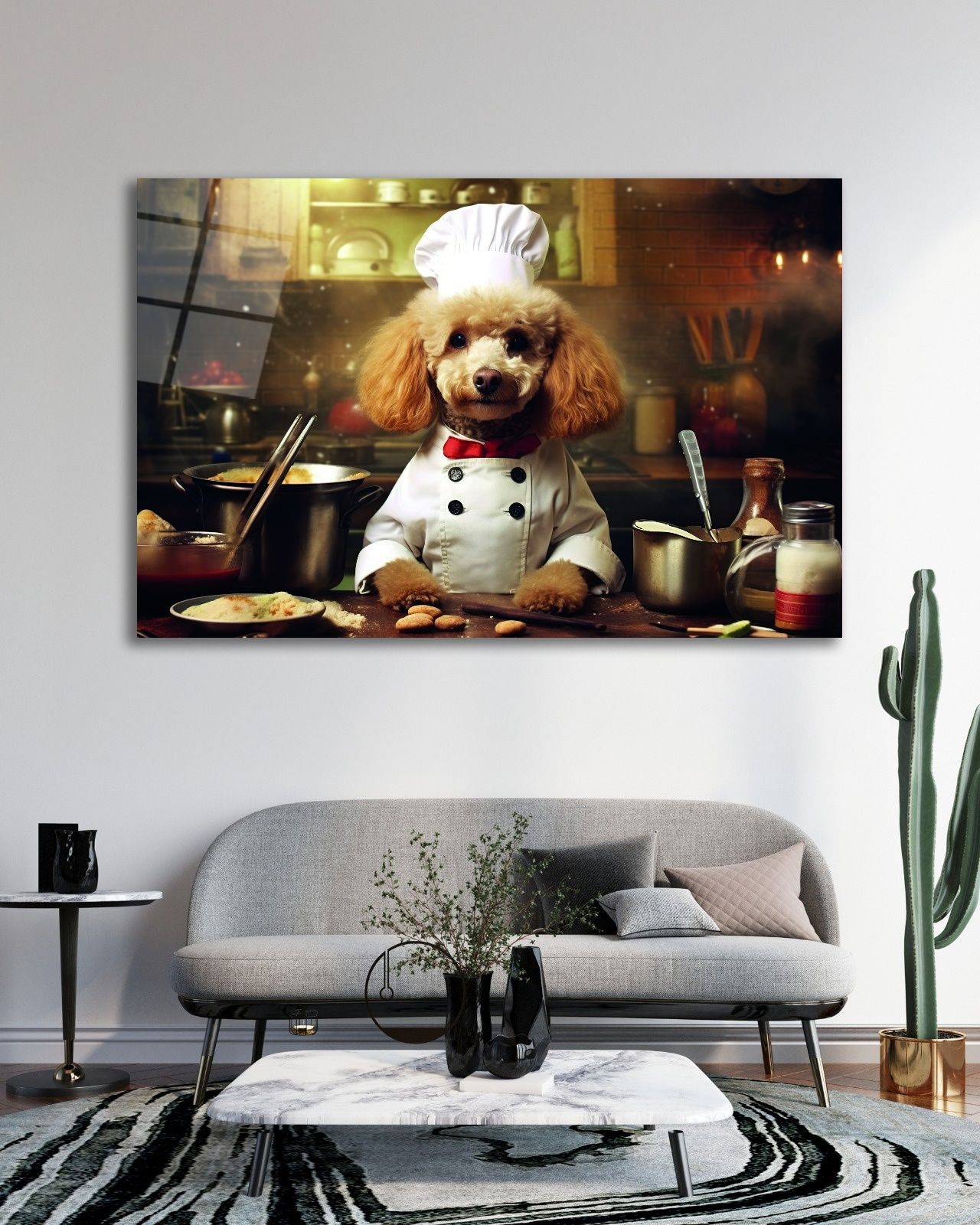 Aşçı Köpek Cam Tablo