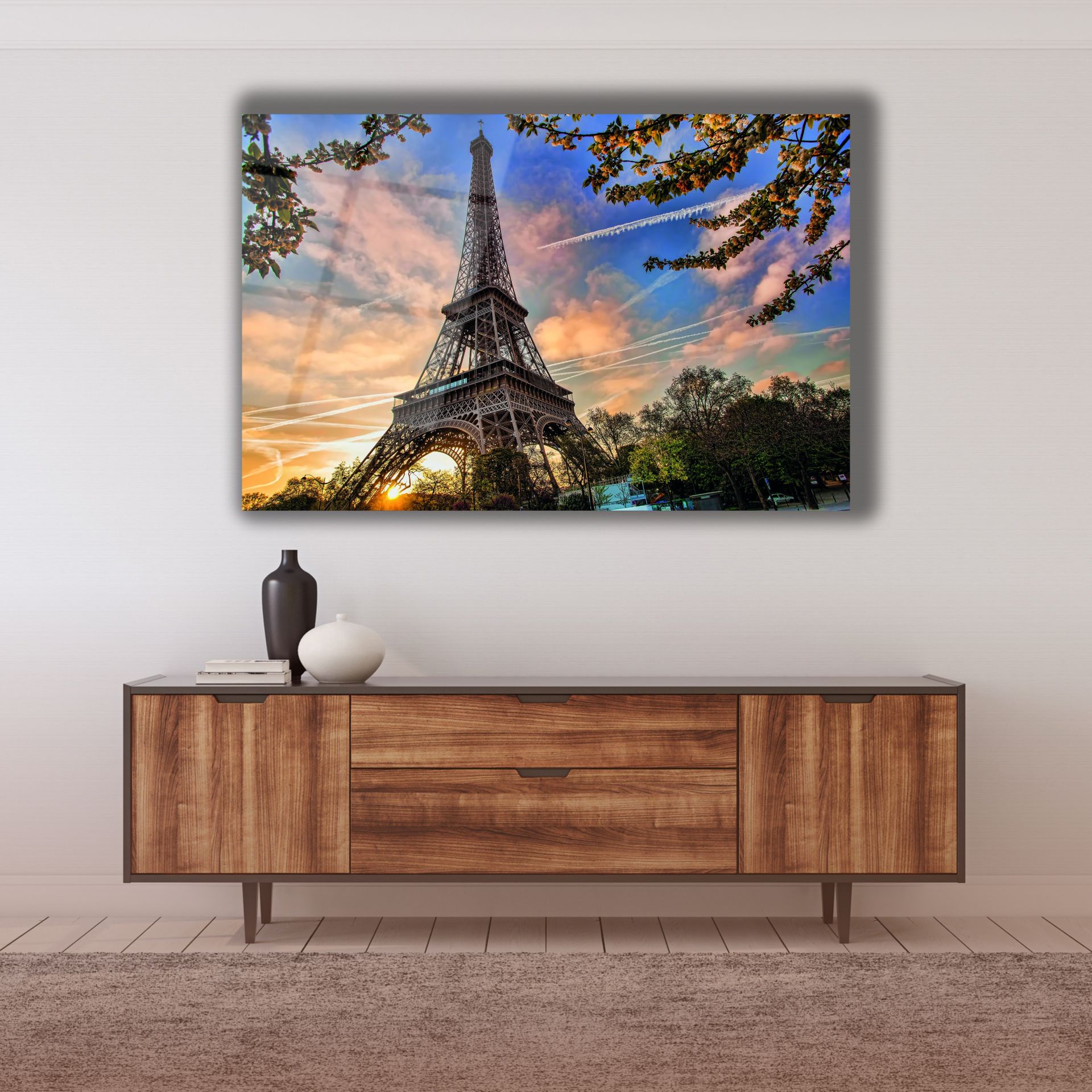 Paris Eyfel Kulesi Cam Tablo