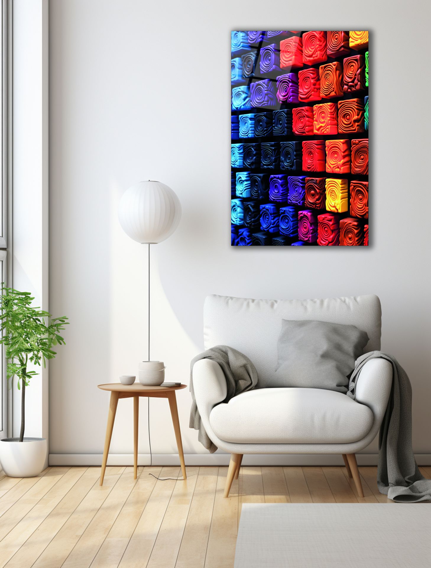 Geometrik Desen Soyut Cam Tablo