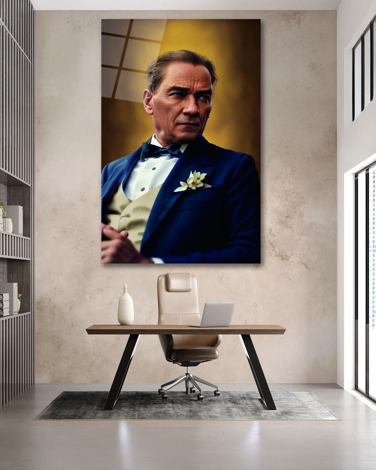 Atatürk Yan Portre Cam Tablo