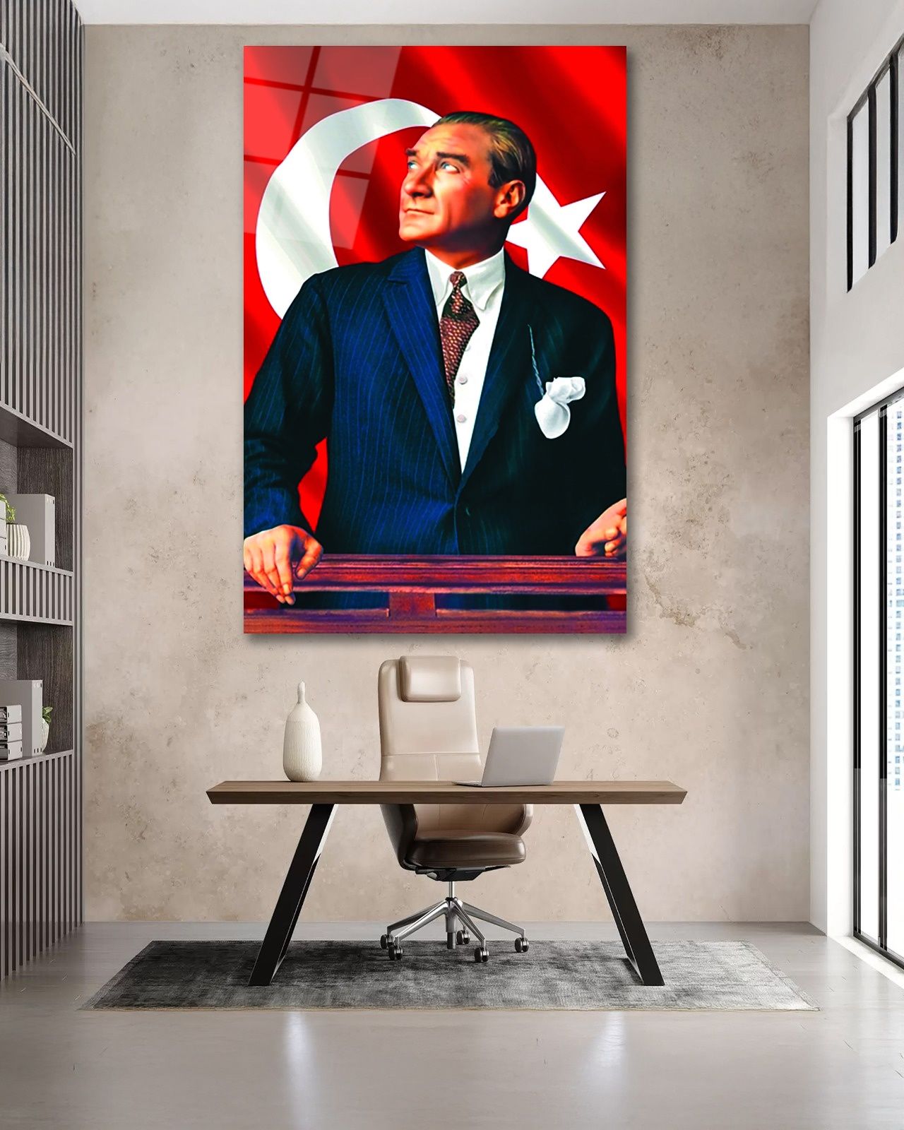 Mustafa Kemal Atatürk Portresi Cam Tablo