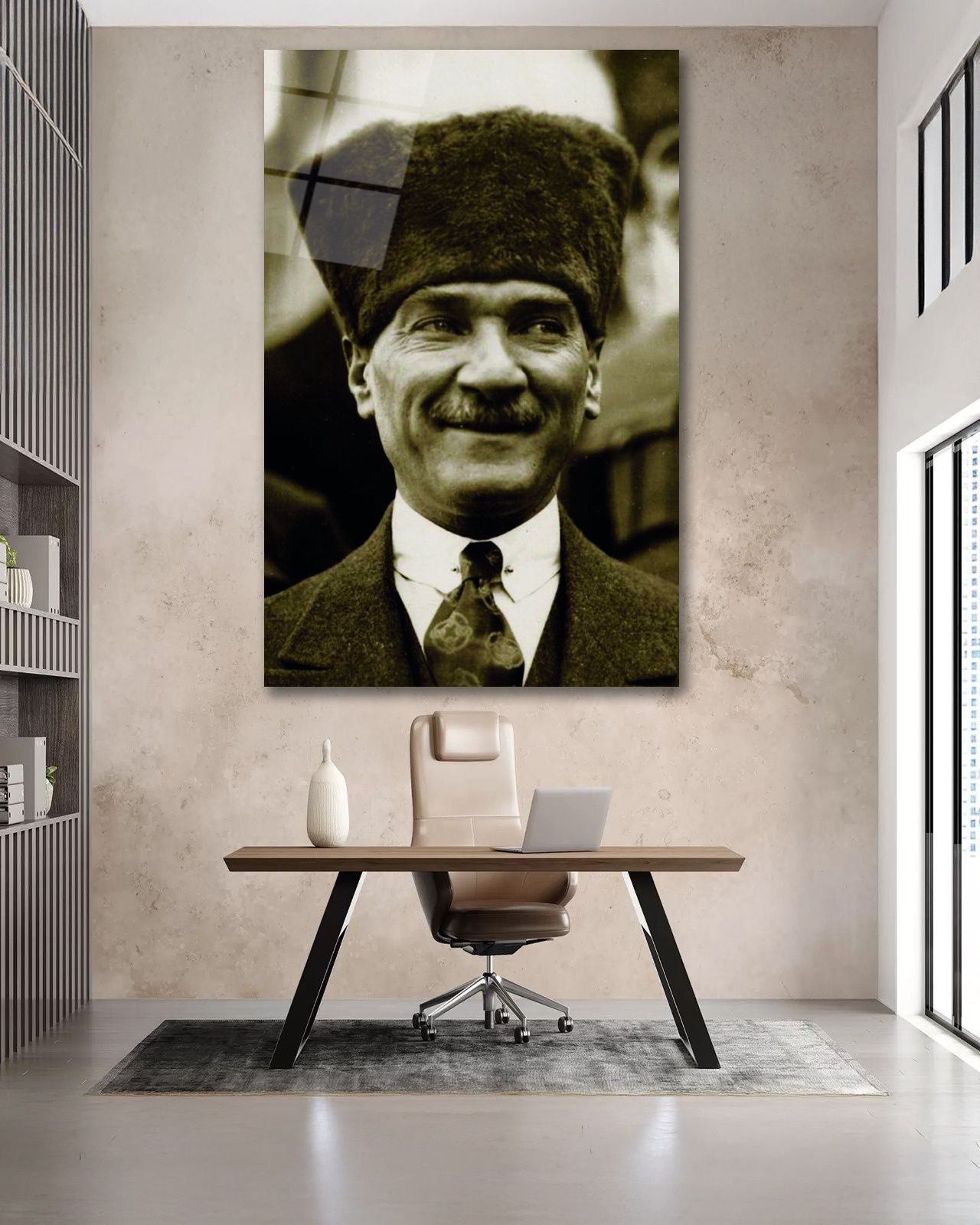 Atatürk Gülerken Cam Tablo 110x70