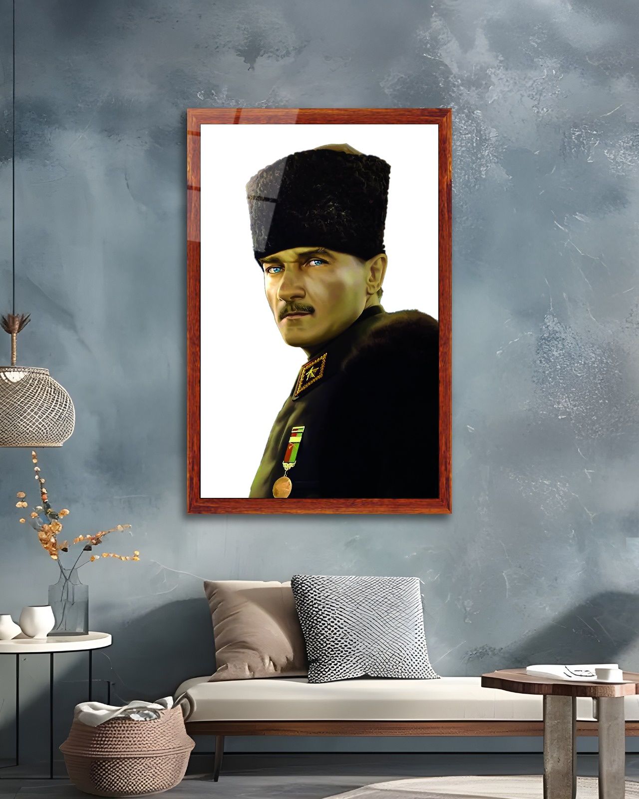 Atatürk Yan Portre Cam Tablo