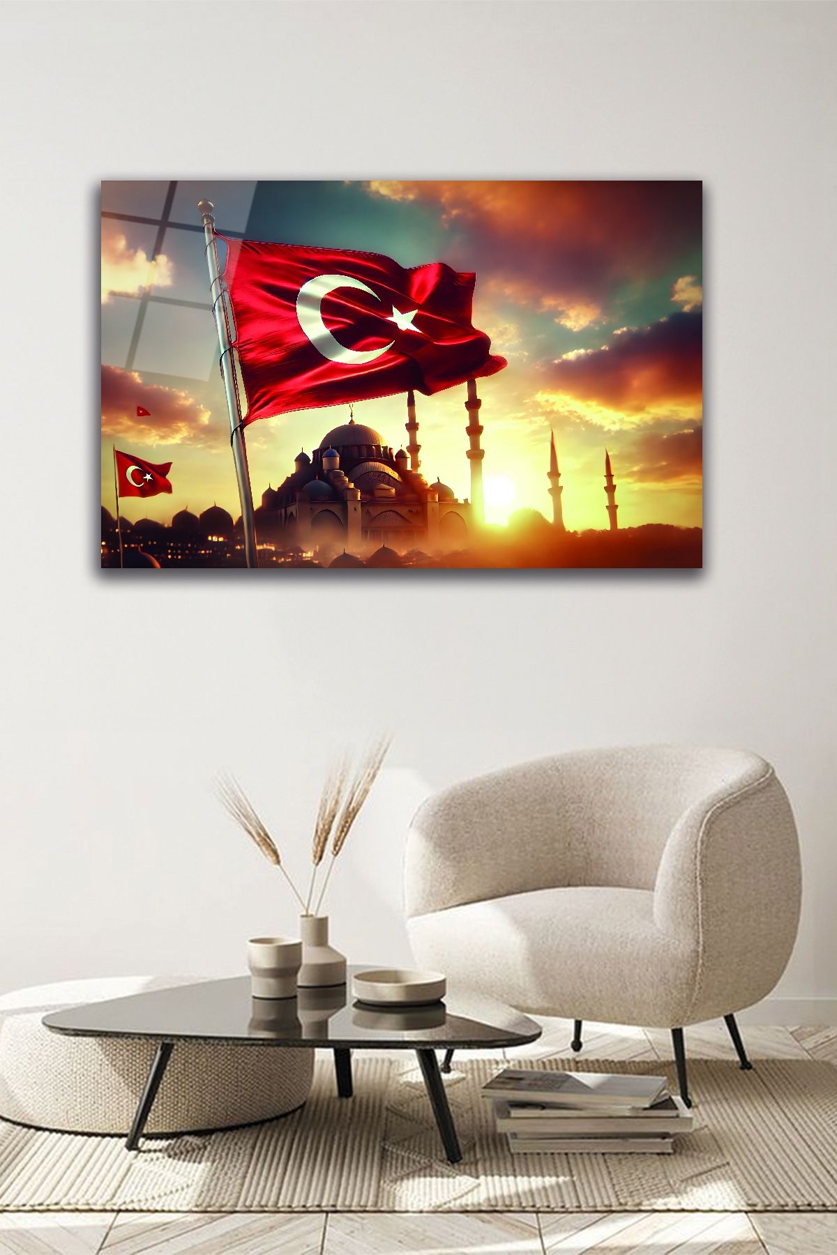 Türk Bayrağı ve Camii Cam Tablo
