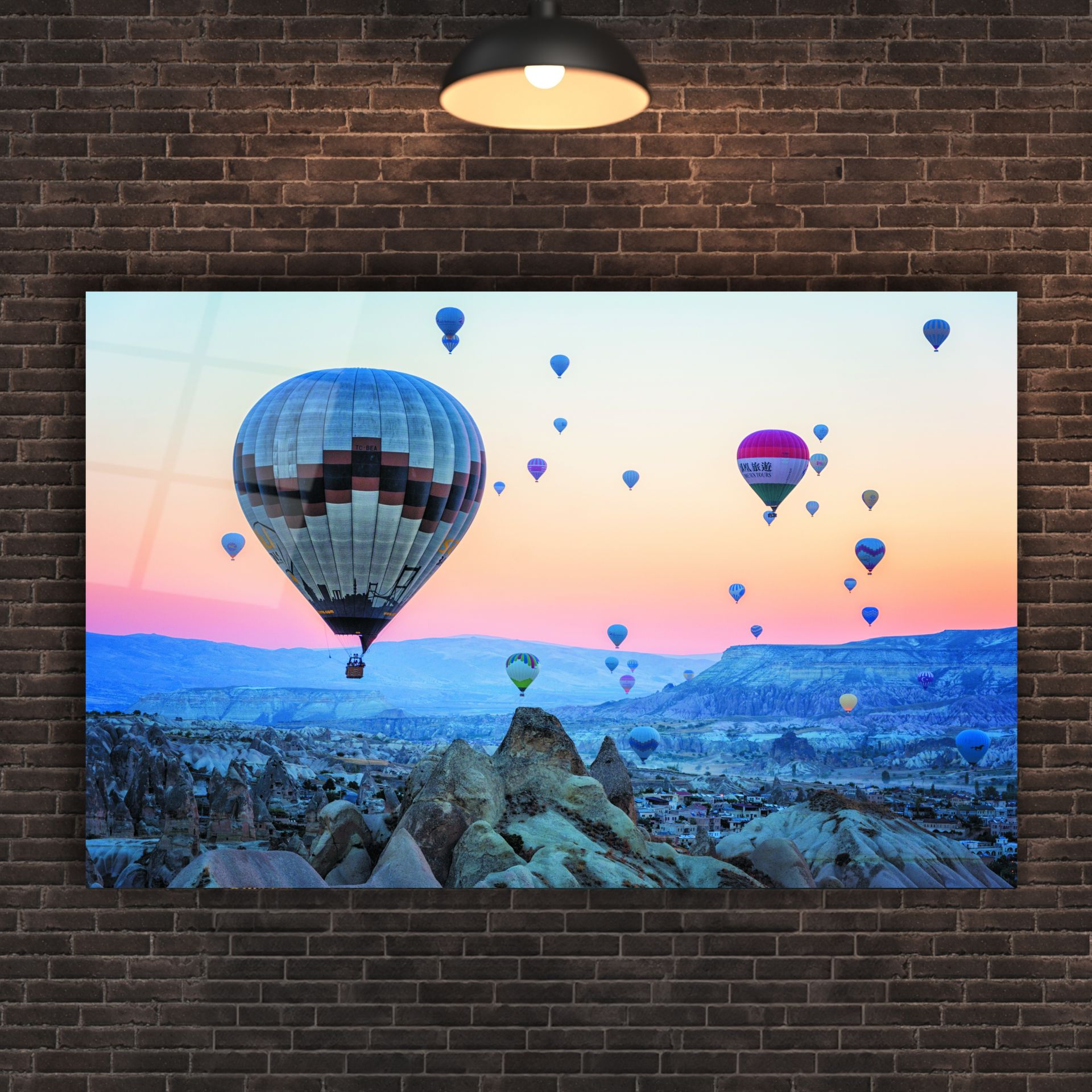 Kapadokya Uçan Balonlar Cam Tablo