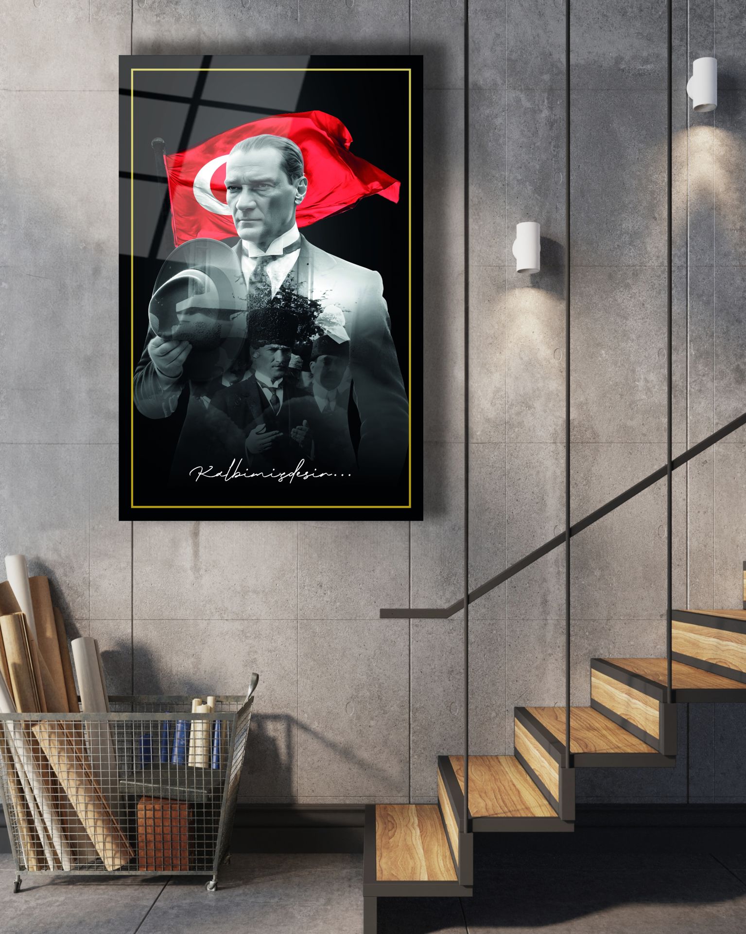 Atatürk Kalbimizdesin Cam Tablo