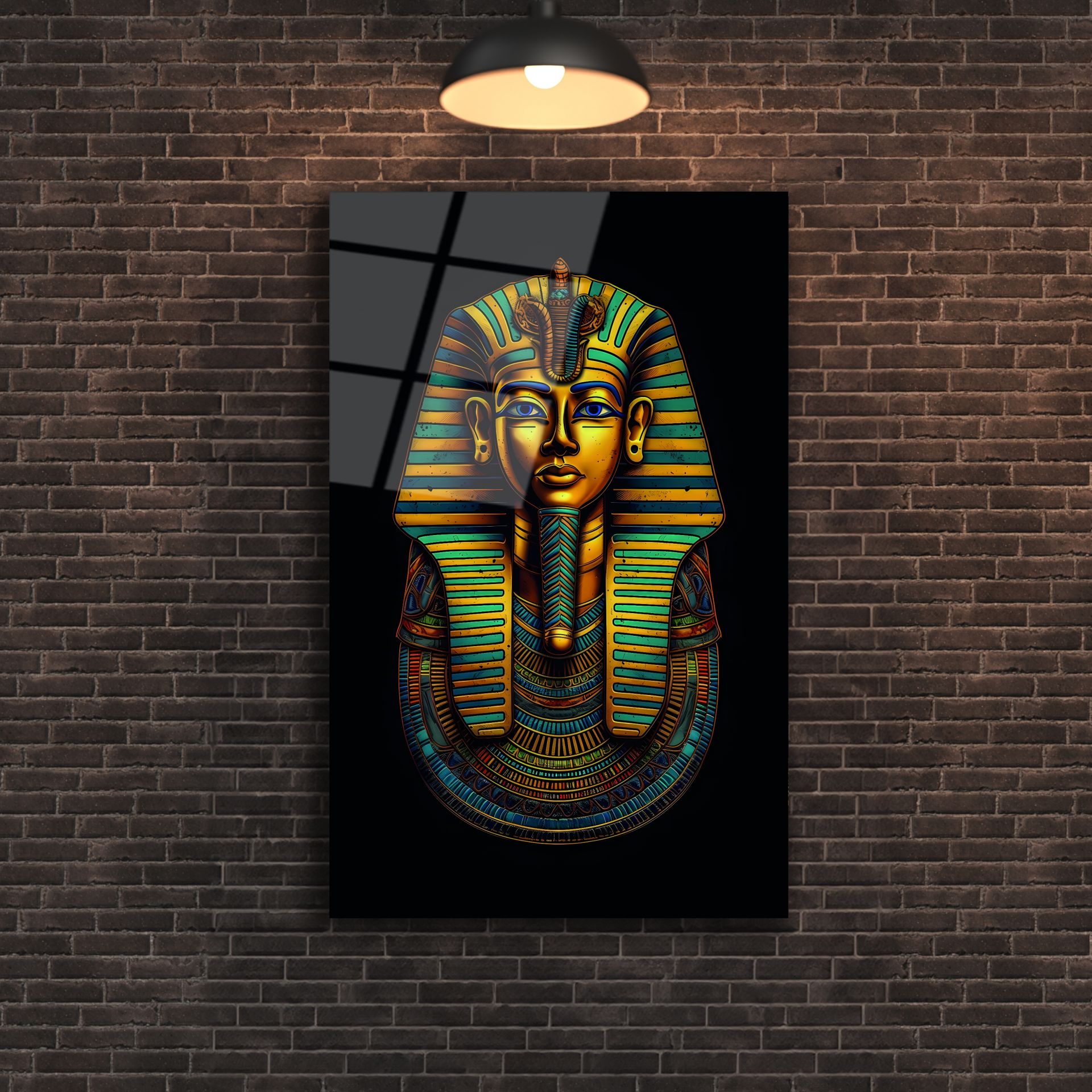 Antik Mısır Pharaoh Portre Cam Tablo
