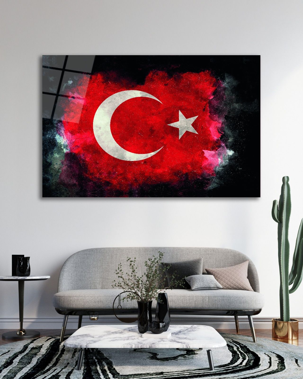 Türk Bayrağı Cam Tablo