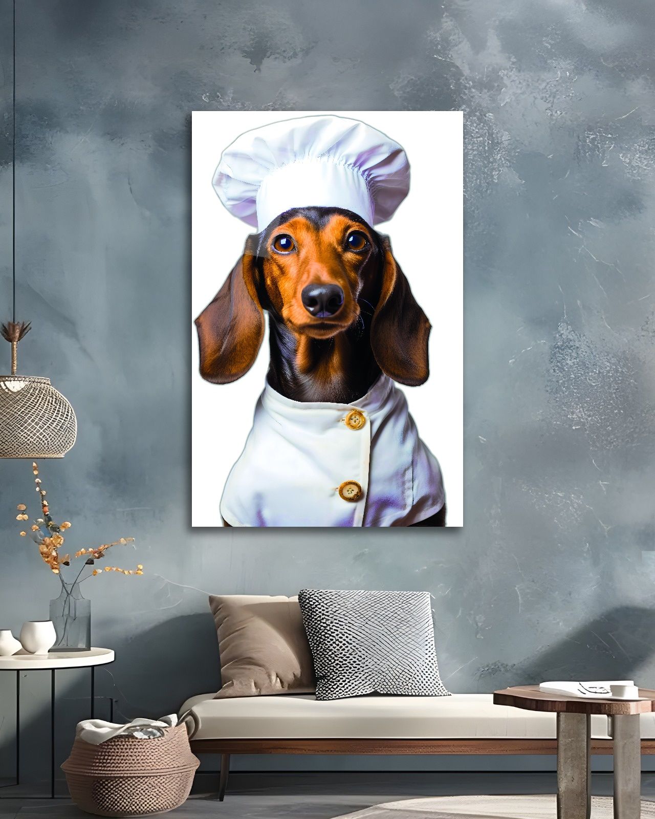 Aşçı Köpek Cam Tablo