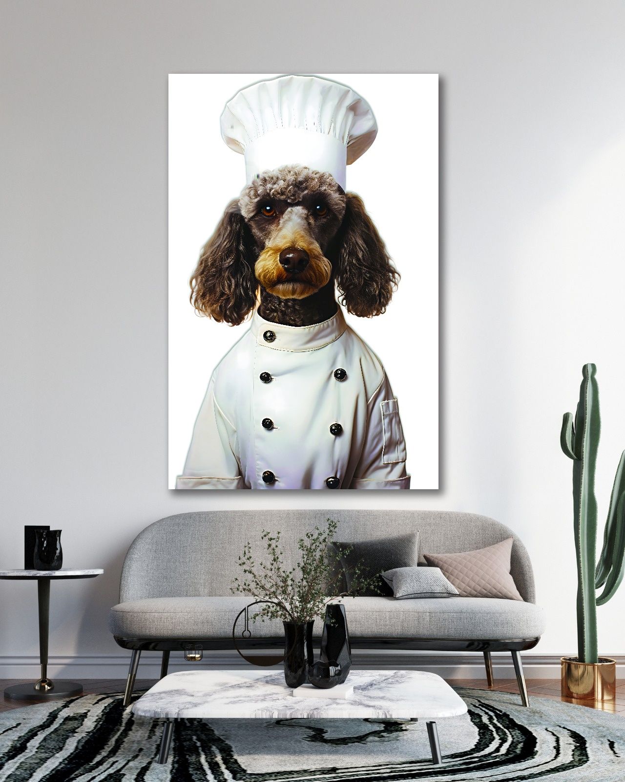 Aşçı Köpek Cam Tablo