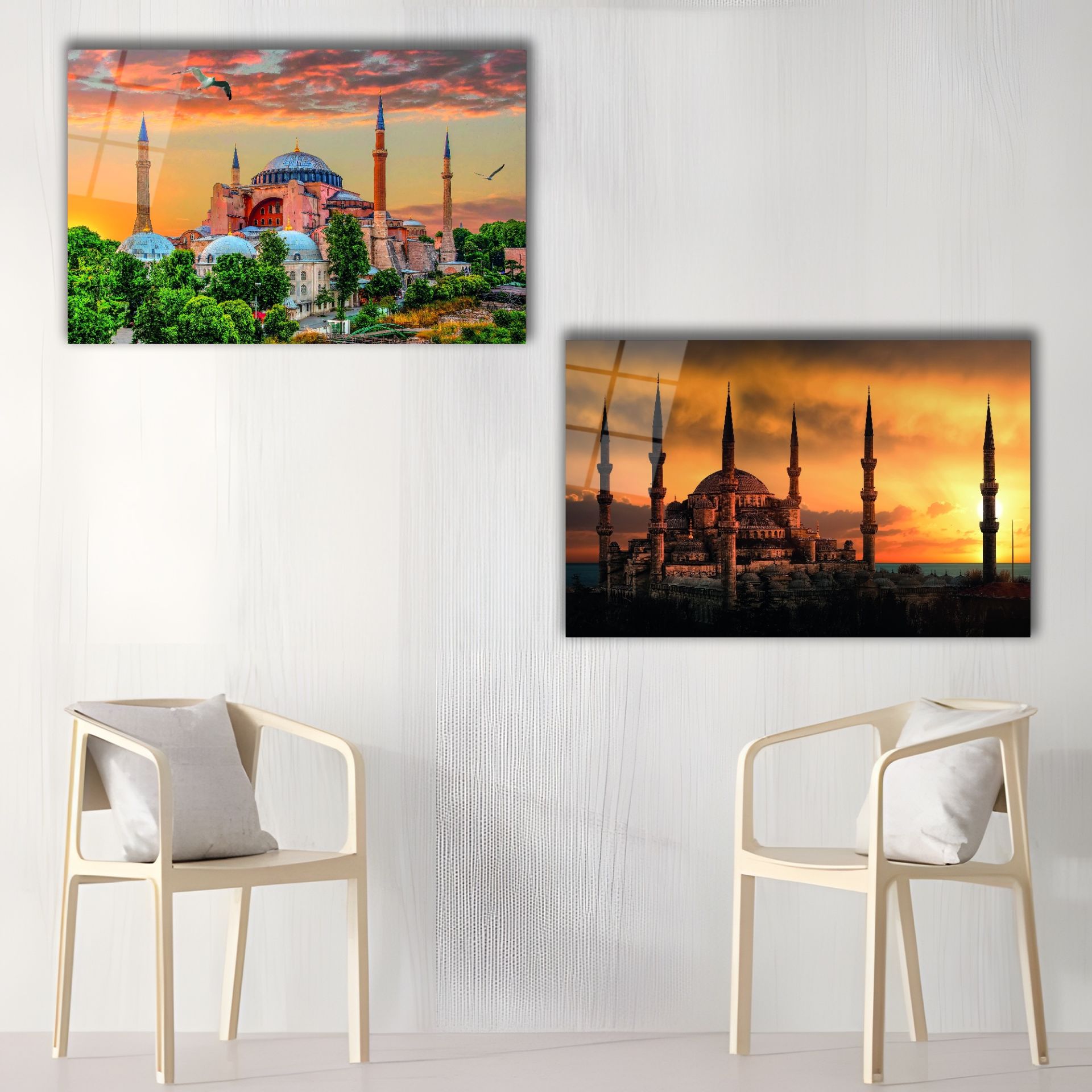 2'li Set Ayasofya ve Sultanahmet Camii Cam Tablo