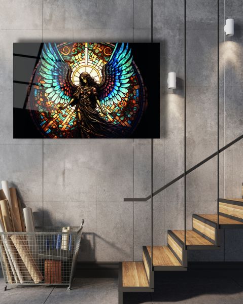 Vitray Görünümlü Melek Cam Tablo
