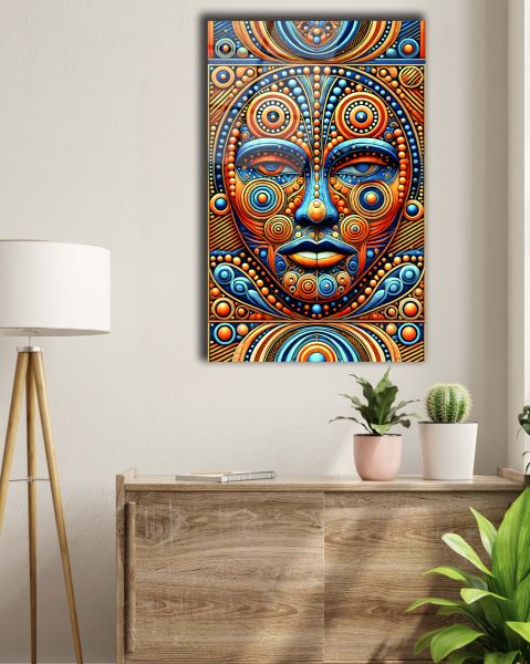 Afrika Kabile Maskesi Cam Tablo