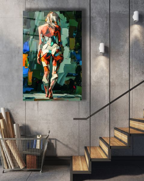 Yağlı Boya Görünümlü Nü Sanatı Cam Tablo