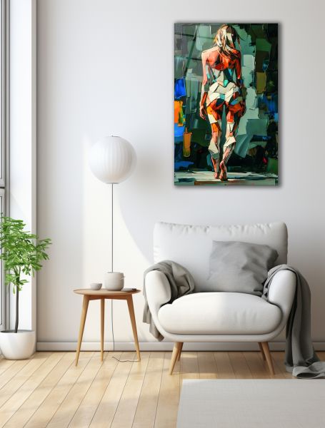 Yağlı Boya Görünümlü Nü Sanatı Cam Tablo