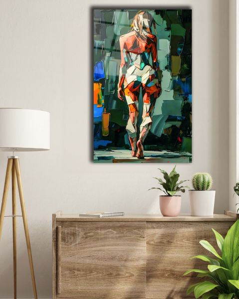 Yağlı Boya Görünümlü Nü Sanatı Cam Tablo