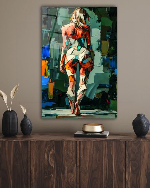 Yağlı Boya Görünümlü Nü Sanatı Cam Tablo