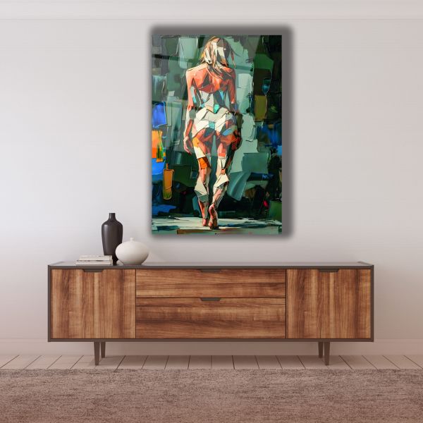 Yağlı Boya Görünümlü Nü Sanatı Cam Tablo