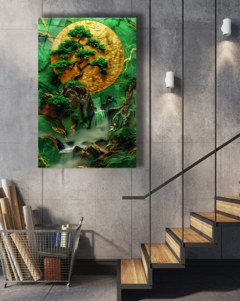 Bonsai Ağacı Cam Tablo
