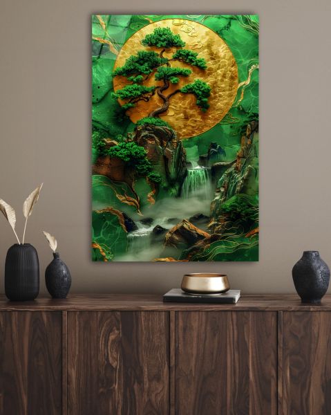 Bonsai Ağacı Cam Tablo