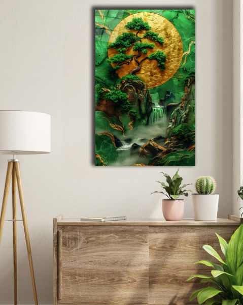 Bonsai Ağacı Cam Tablo