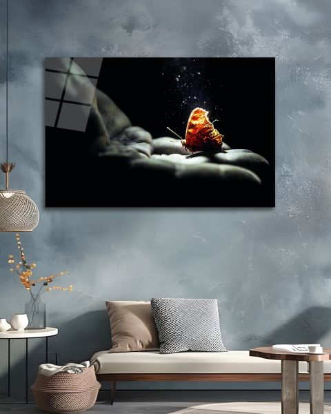 Kelebeğin Doğuşu Cam Tablo