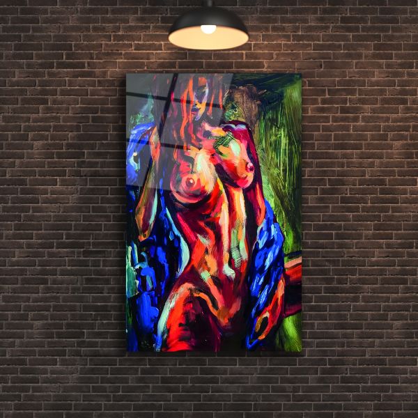 Yağlı Boya Görünümünde Nü Sanatı Cam Tablo