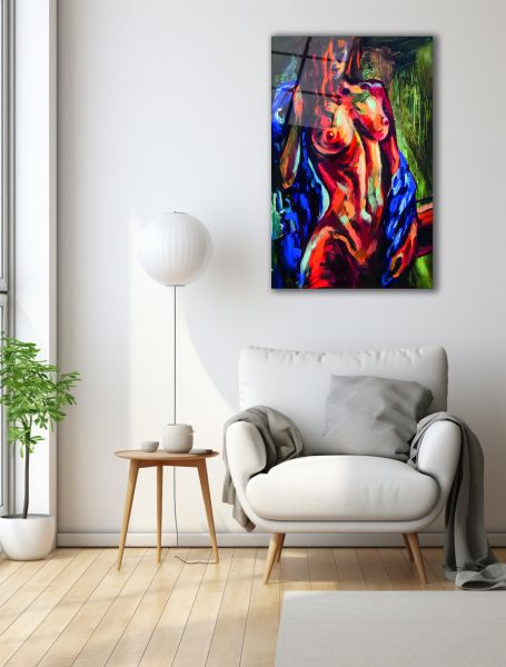 Yağlı Boya Görünümünde Nü Sanatı Cam Tablo