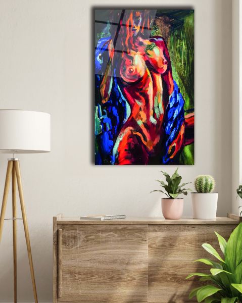 Yağlı Boya Görünümünde Nü Sanatı Cam Tablo