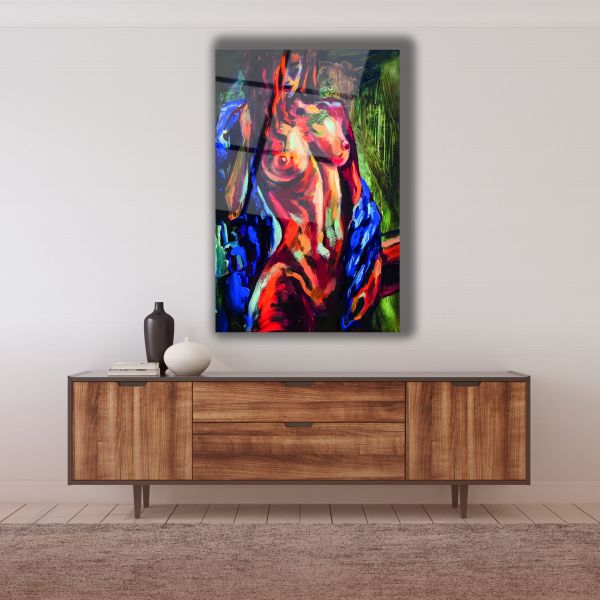 Yağlı Boya Görünümünde Nü Sanatı Cam Tablo