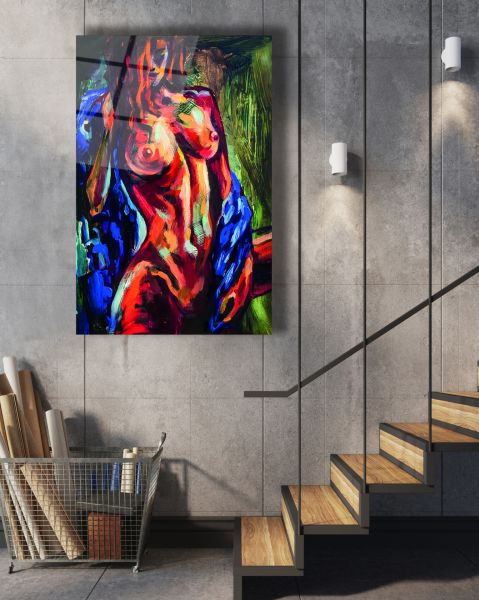 Yağlı Boya Görünümünde Nü Sanatı Cam Tablo