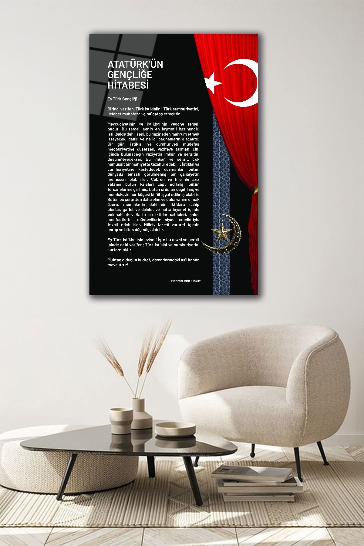 Atatürk Gençliğe Hitabe Cam Tablo