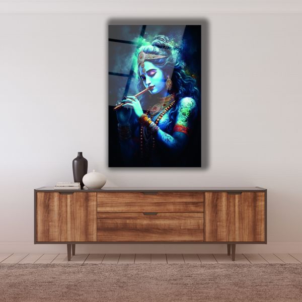 Krishna Hinduizm Cam Tablo
