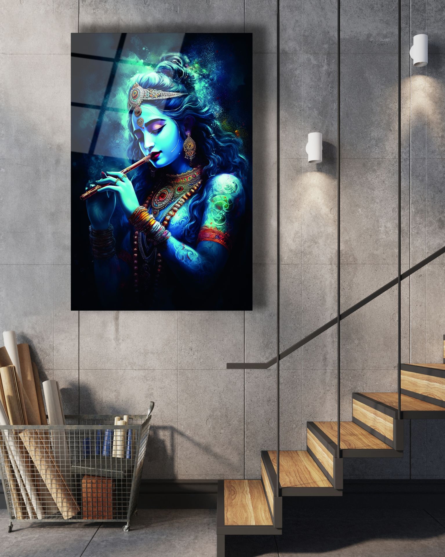 Krishna Hinduizm Cam Tablo