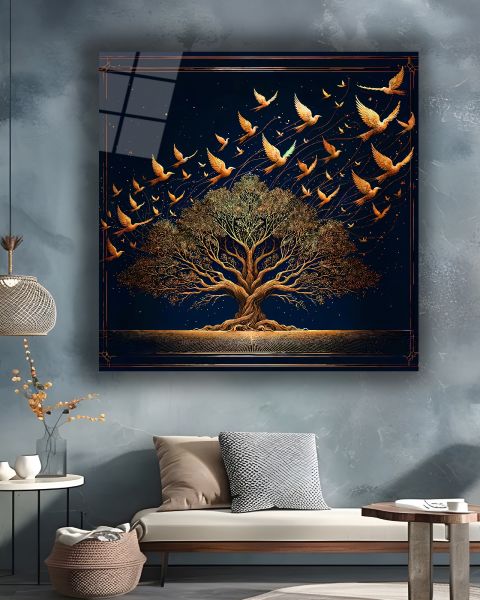 Hayat Ağacı Kare Cam Tablo