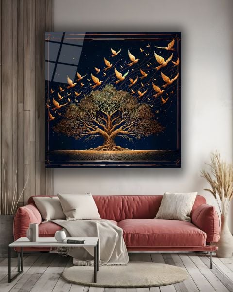 Hayat Ağacı Kare Cam Tablo