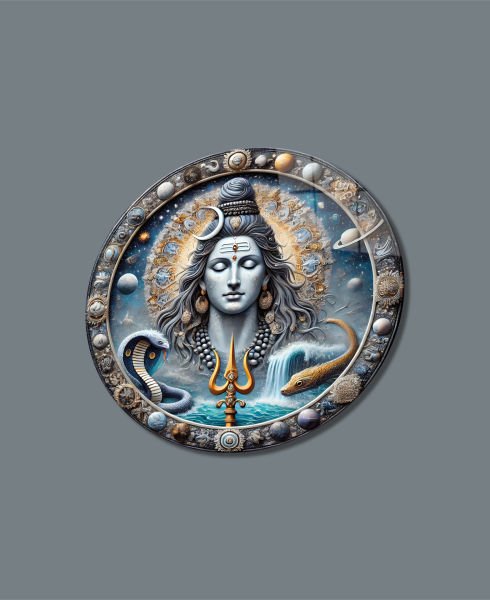 Lord Shiva Yuvarlak Cam Tablo
