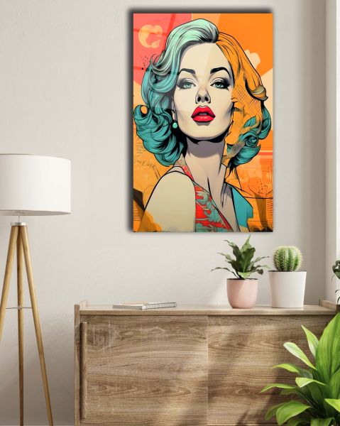 Renkli Marilyn Monroe Cam Tablo