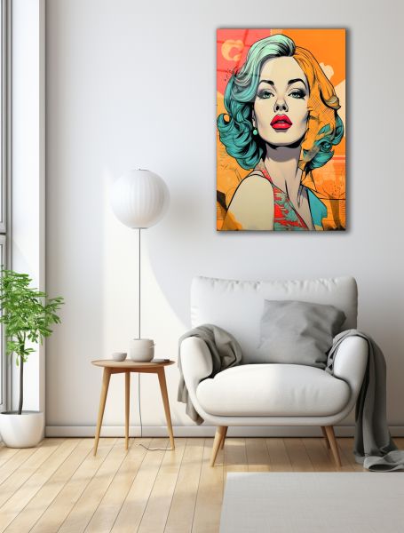 Renkli Marilyn Monroe Cam Tablo