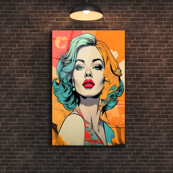 Renkli Marilyn Monroe Cam Tablo