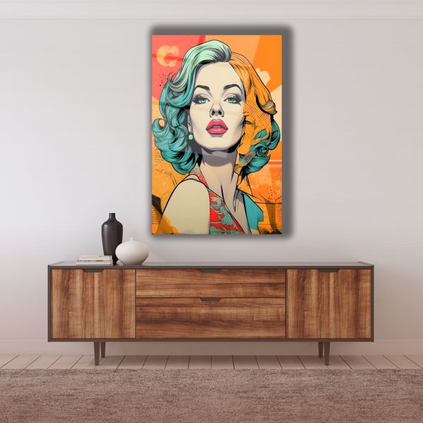 Renkli Marilyn Monroe Cam Tablo