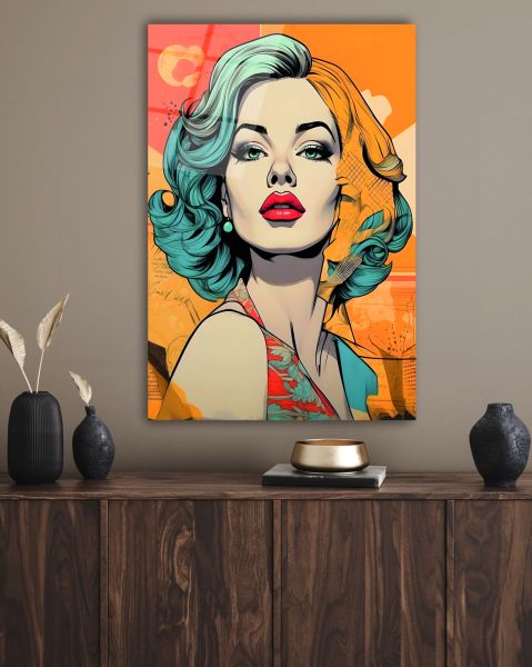 Renkli Marilyn Monroe Cam Tablo