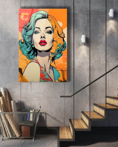 Renkli Marilyn Monroe Cam Tablo
