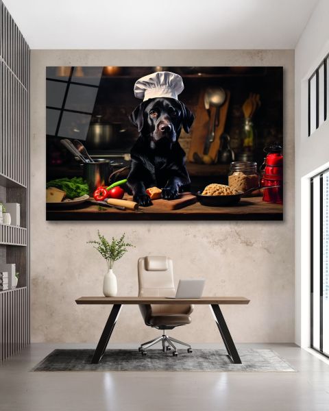 Aşçı Köpek Cam Tablo