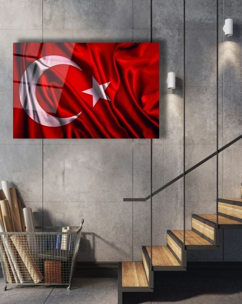 Türk Bayrağı Cam Tablo