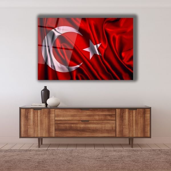 Türk Bayrağı Cam Tablo